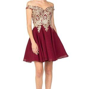 NWT Eureka Fashion 8733 Cocktail Dress Chiffon Red Size XS